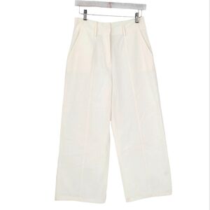 Cremieux True White Wide Leg Crop High Rise Cotton Stretch Trouser Pant Small 4